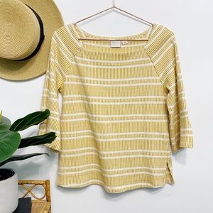 anthro | postmark mustard dash flare sleeve boatneck top xs